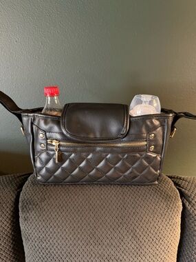 Quilted Black & Gold Stroller Organizer